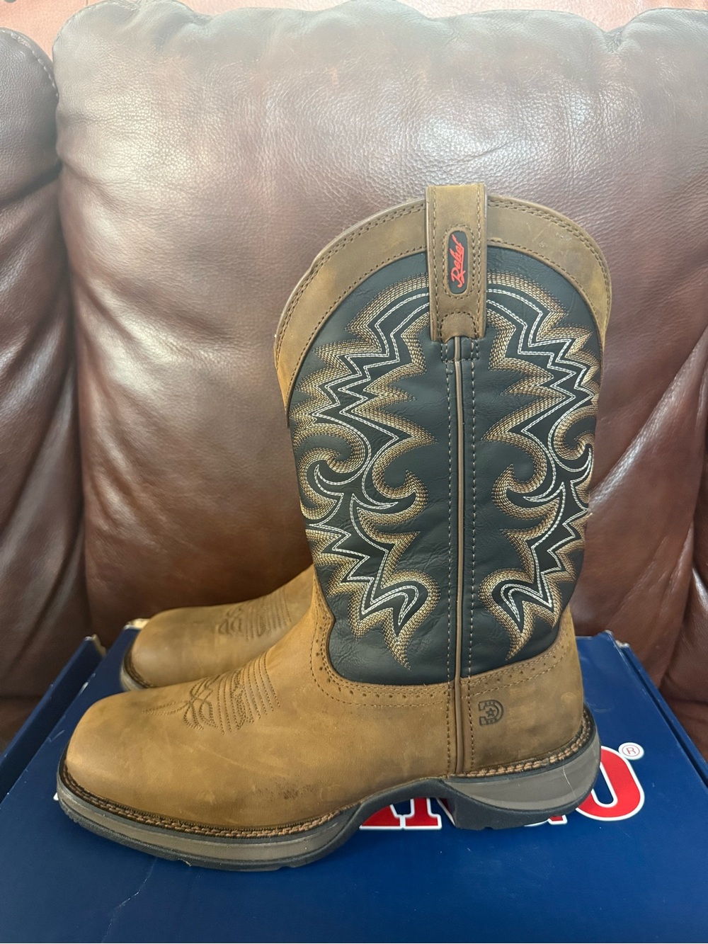 Rebel by Durango Brown and Black Western Cowboy Work Boots Brand New Size 10 M - Picture 10 of 15